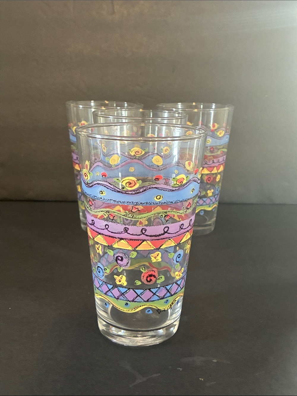 Libbey Sweet Shoppe Multicolor Patterned Drinking Glass - Set of 4